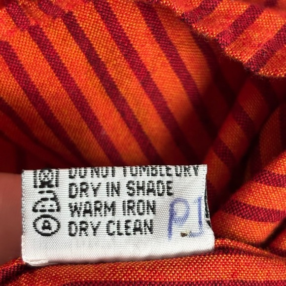 Barefoot Original Handmade Pure Cotton Orange Striped Button up Top Mens Size 15 - Picture 5 of 7